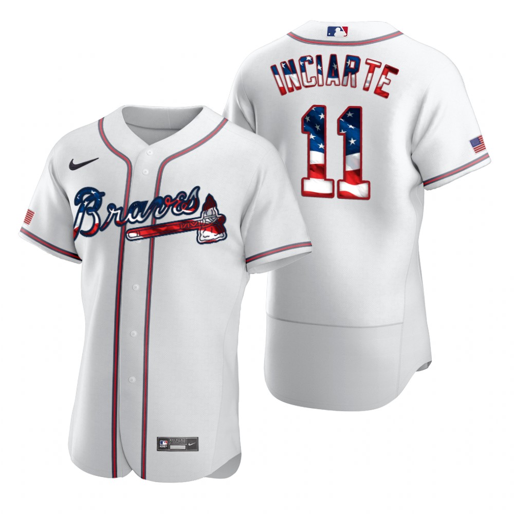 Atlanta Braves #11 Ender Inciarte Men Nike White Fluttering USA Flag Limited Edition Authentic MLB Jersey->arizona diamondback->MLB Jersey